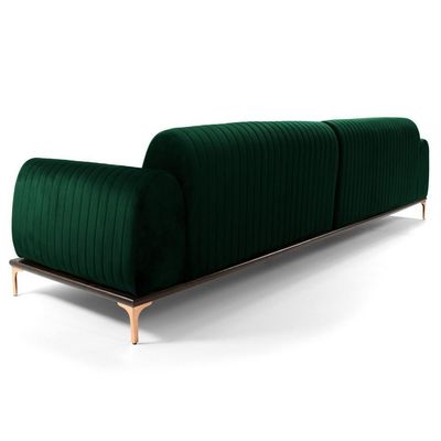 Sofá 265cm 4 Lugares Chaise Esquerdo Pés Gold Verde Musgo
