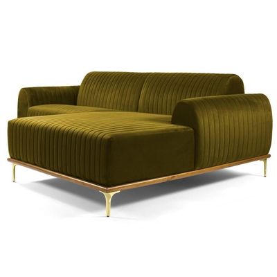 Sofá 265cm 4 Lugares Chaise Direito Pés Gold B-260 Mostarda