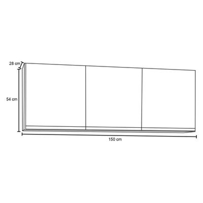 Kit 2 Armários Aéreos 150cm 3 Portas Argélia Branco/preto