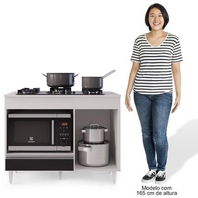 Balcão Multiuso Para Cooktop 4 Bocas Georgia Branco/preto