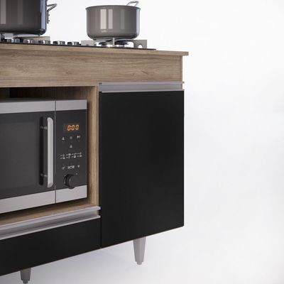 Balcão Multiuso Para Cooktop 4 Bocas Georgia Castanho/preto