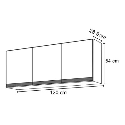 Armário Aéreo 120cm 3 Portas Virgínia Branco/preto
