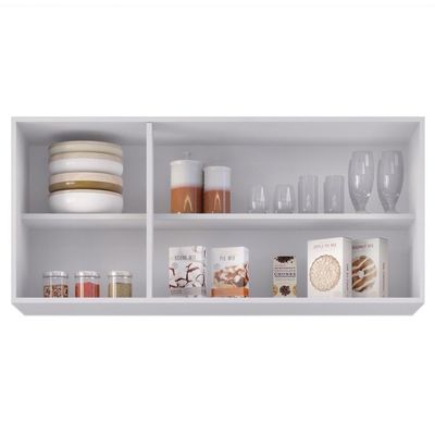 Armário Aéreo 120cm 3 Portas Virgínia Branco/preto