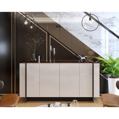 Bancada Lyons Com Nichos Off White Nogueira Preto