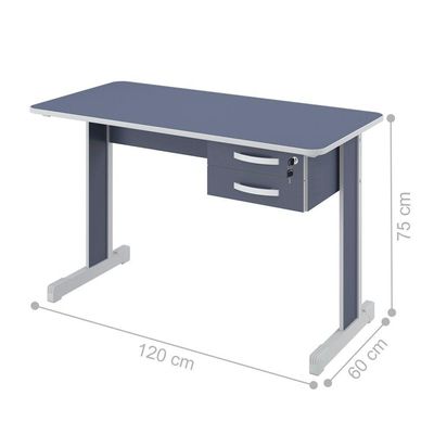 Conjunto Escritório Atlanta Mesa Com Armário Azul