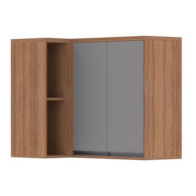 Armário Aéreo Canto 95 Cm 2 Portas 1 Prateleira Vanilla Com Cinza