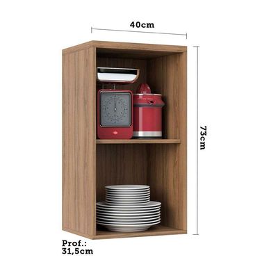 Armário Aéreo 40 Cm 1 Porta 1 Prateleira Vanilla Com Cinza