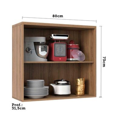 Armário Aéreo 80 Cm 2 Portas 1 Prateleira Vanilla Com Cinza
