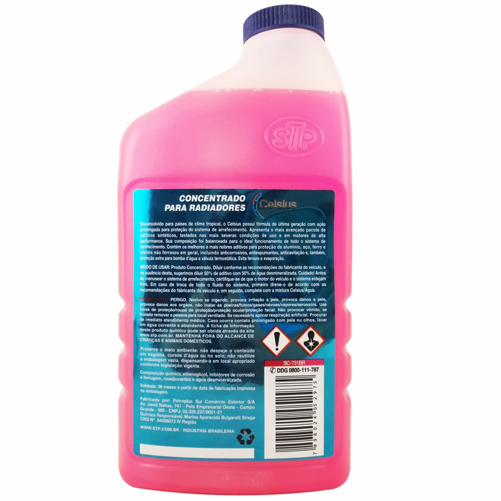 Aditivo Concentrado Celsius para Água do Radiador Tropical Orgânico com Etilenoglicol STP 1L