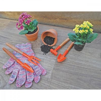 Conjunto para Jardinagem Tramontina Peças Metalicas com Cabo de Madeira 4 Peças