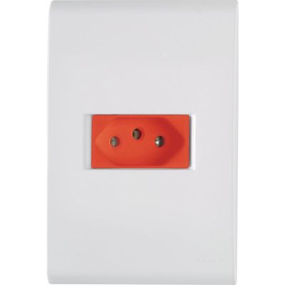 Conjunto 4x2 com 1 Tomada 2P+T Tramontina Liz 20 A 250 V Branco e Vermelho
