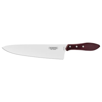Faca Tramontina para Carne 10" em Aço Inox e Cabo Vermelho Polywood