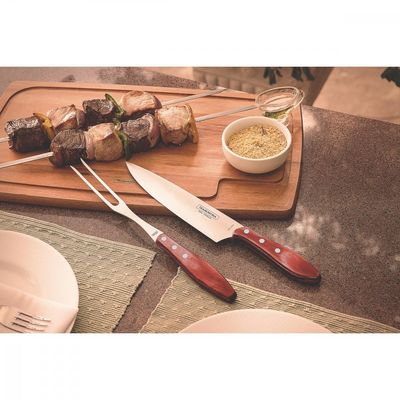 Faca Tramontina para Carne 8" em Aço Inox e Cabo Vermelho Polywood
