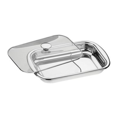 Assadeira Tramontina Cosmos Retangular em Aço Inox com Tampa de Vidro 34 cm 2,2 L