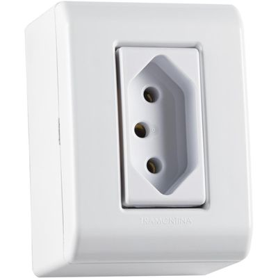 Caixa de Sobrepor 1 Tomada 2P+T 10 A 250 V Tramontina LizFlex Branca