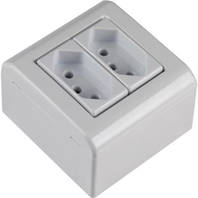 Caixa de Sobrepor com 2 Tomadas 2P+T 20 A 250 V Tramontina LizFlex Branca