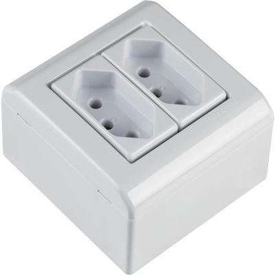 Caixa de Sobrepor com 2 Tomadas 2P+T 20 A 250 V Tramontina LizFlex Branca