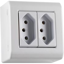 Caixa de Sobrepor com 2 Tomadas 2P+T 20 A 250 V Tramontina LizFlex Branca