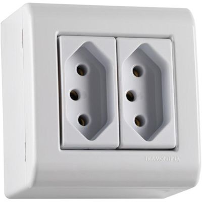 Caixa de Sobrepor com 2 Tomadas 2P+T 20 A 250 V Tramontina LizFlex Branca
