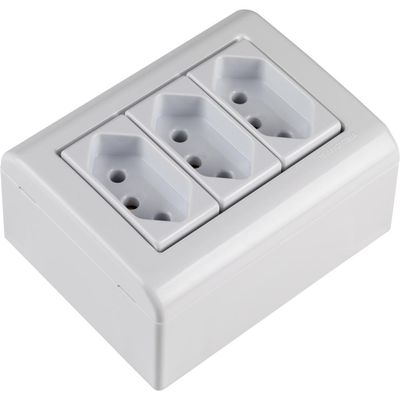 Caixa de Sobrepor com 3 Tomadas 2P+T 10 A 250 V Tramontina LizFlex Branca
