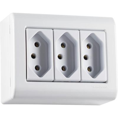 Caixa de Sobrepor com 3 Tomadas 2P+T 10 A 250 V Tramontina LizFlex Branca