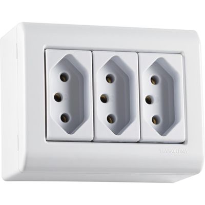 Caixa de Sobrepor com 3 Tomadas 2P+T 10 A 250 V Tramontina LizFlex Branca
