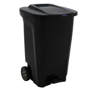 Lixeira Tramontina T-Force 100L com Rodas em Polipropileno Preto