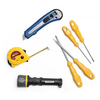 Kit de Ferramentas Tramontina com Trena Lanterna Estilete e Chaves de Fenda 7 peças