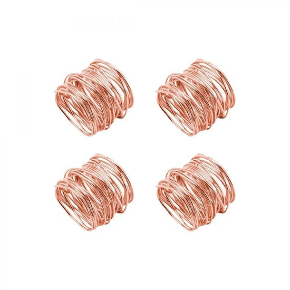 Jogo 4 Aneis de Guardanapo Aço Espiral Cobre 4cm - Lyor