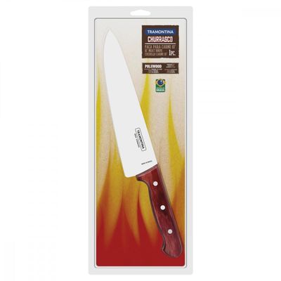 Faca Tramontina para Carne 10" em Aço Inox e Cabo Vermelho Polywood