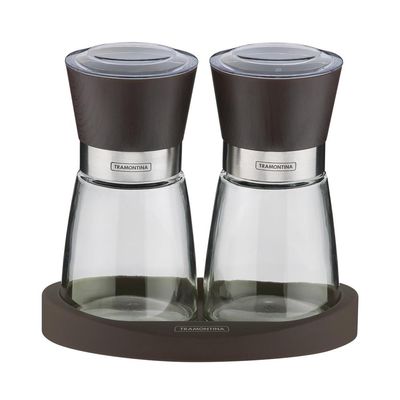Moedores de Sal e Pimenta Tramontina em Ceramica e Vidro com Base de Silicone