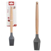 Pincel Culinario Silicone Cabo Madeira 27cm Grafite Wellhome