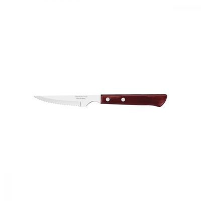 Faca para Churrasco Tramontina com Lamina em Aço Inox e Cabo em Madeira Polywood Vermelho 4"