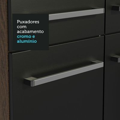 Armário De Cozinha Completa 261Cm Rustic/Preto