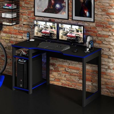 Mesa Gamer Multimóveis Cr25049 Preta/Azul