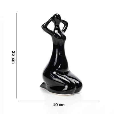 Escultura Mulher Em Porcelana Preto 25x10cm
