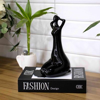 Escultura Mulher Em Porcelana Preto 25x10cm