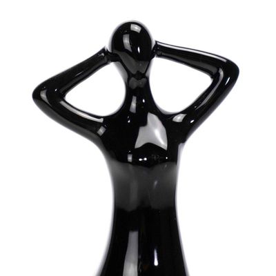 Escultura Mulher Em Porcelana Preto 25x10cm