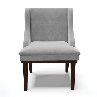Cadeira De Jantar Liz Suede Base Fixa Madeira Tabaco Cinza