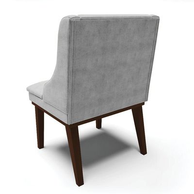 Cadeira De Jantar Liz Suede Base Fixa Madeira Tabaco Cinza