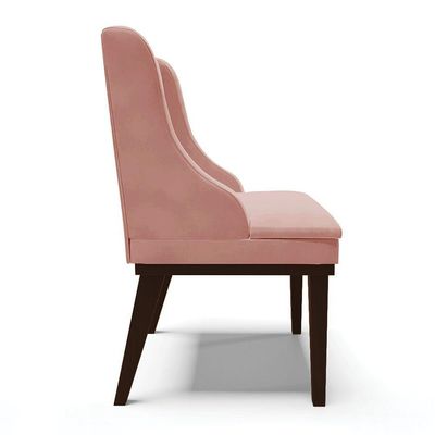 Cadeira Liz Veludo Base Fixa Madeira Tabaco - Cor Rose
