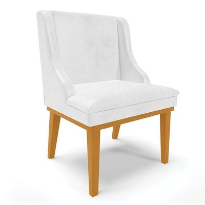 Cadeira Liz Corano Base Fixa Madeira Castanho - Cor Branco