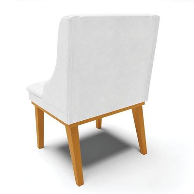 Cadeira Liz Corano Base Fixa Madeira Castanho - Cor Branco