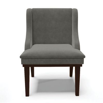 Cadeira De Jantar Liz Suede Base Madeira Tabaco Grafite