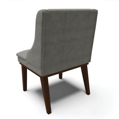 Cadeira De Jantar Liz Suede Base Madeira Tabaco Grafite