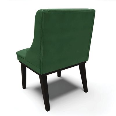 Kit 10 Cadeiras Liz Veludo Base Fixa Madeira PretoVerde