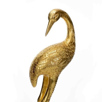Escultura Pássaro Em Poliresina Dourado 40x14cm