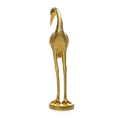 Escultura Pássaro Em Poliresina Dourado 40x14cm