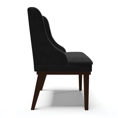 Cadeira De Jantar Liz Suede Base Fixa Madeira Tabaco Preto