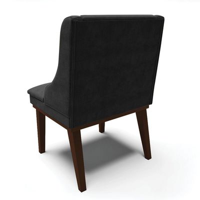 Cadeira De Jantar Liz Suede Base Fixa Madeira Tabaco Preto